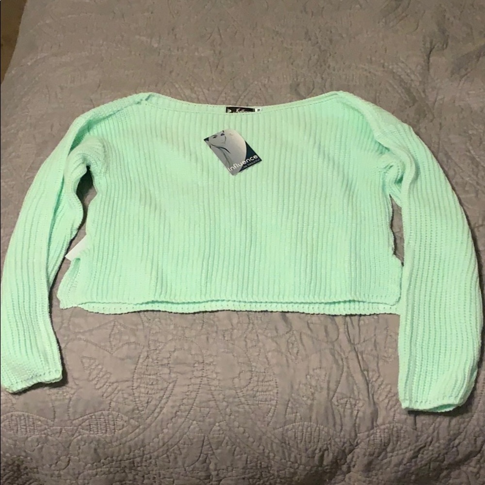 Off the shoulder cropped sweater